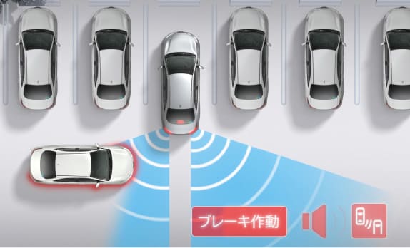 パーキングサポートブレーキ（写真は、後方接近車両）